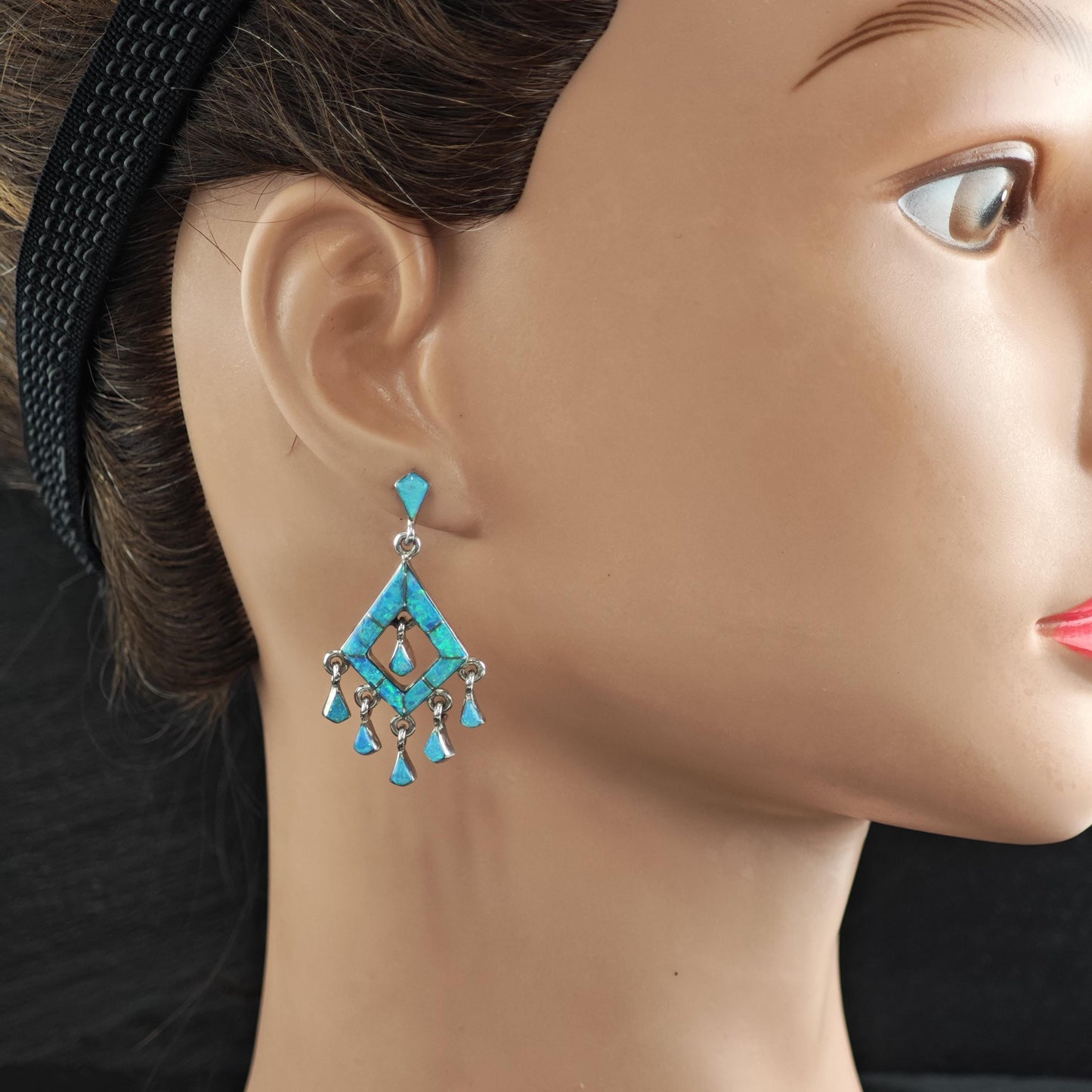 Blue Lab Opal Sterling Silver Stud Earrings ER3178