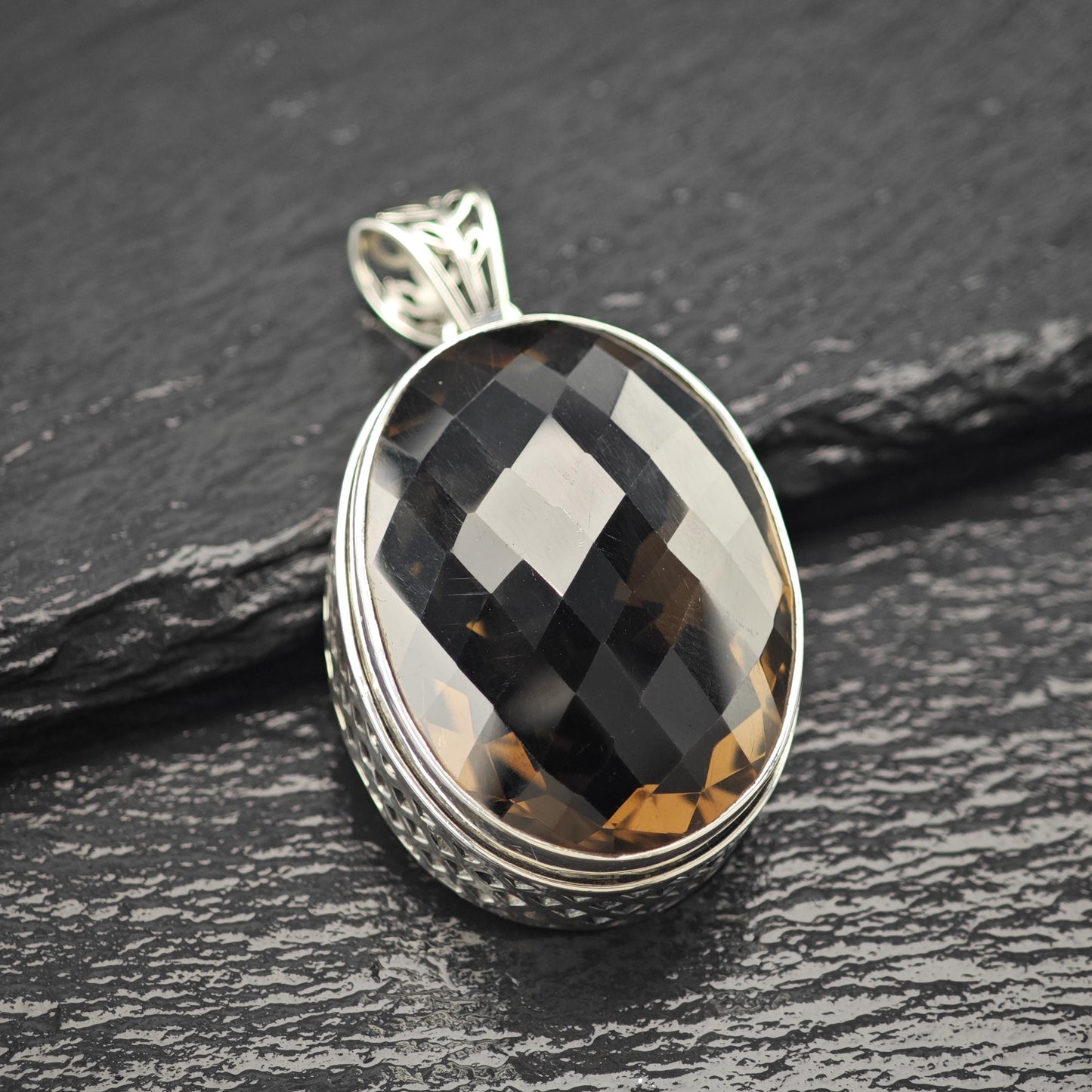 Oval Quartz Pendant - Sterling Silver  Style P2814