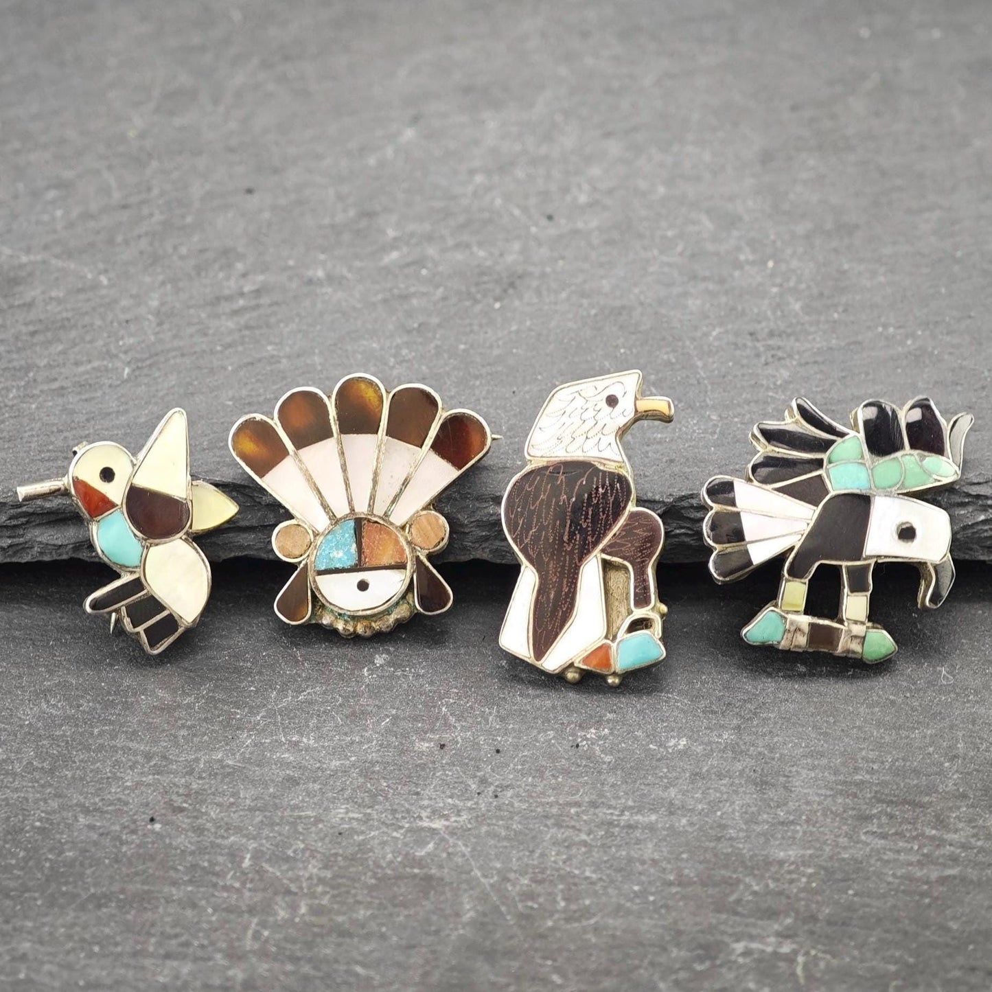 Choice of Zuni Inlay Brooch Native American Sterling Silver