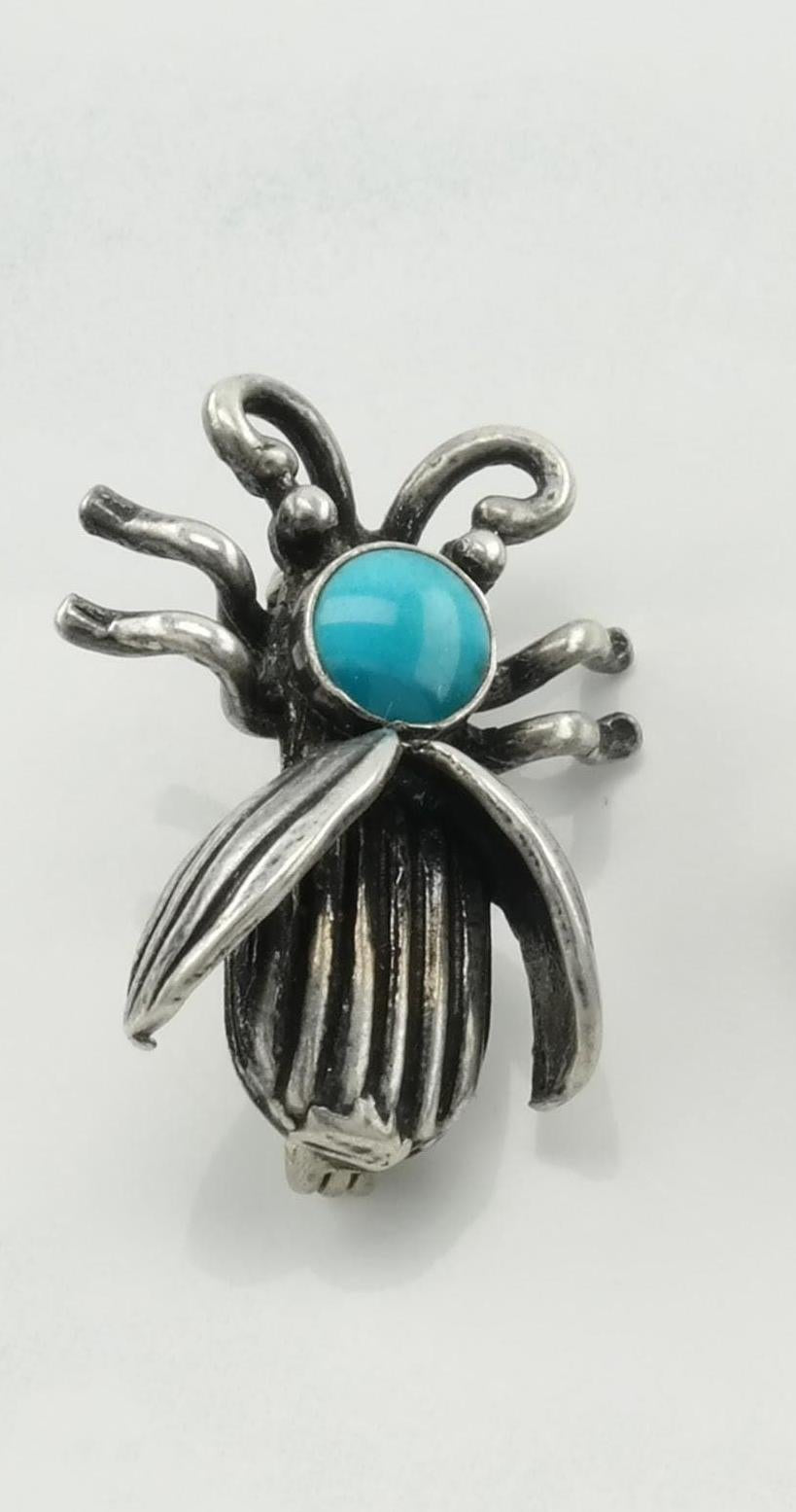 Native American Brooch Sterling Silver Bug B1953