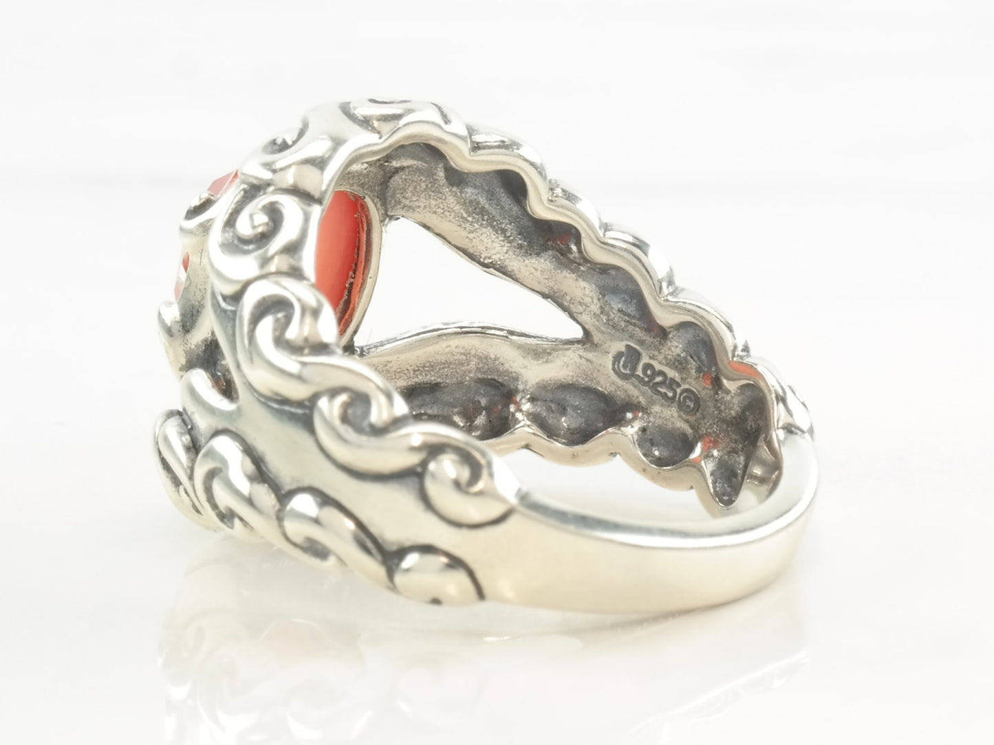 Carolyn Pollack Ring Coral Quartz Doublet Sterling Silver Size 9 1/4