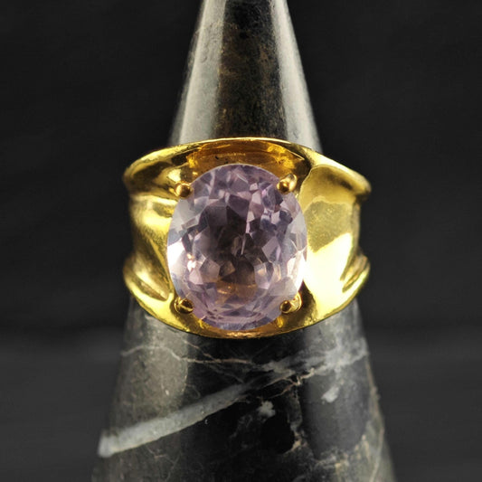 Light Pink Amethyst Gold-Plated Sterling Silver Ring Sz 6 R6821