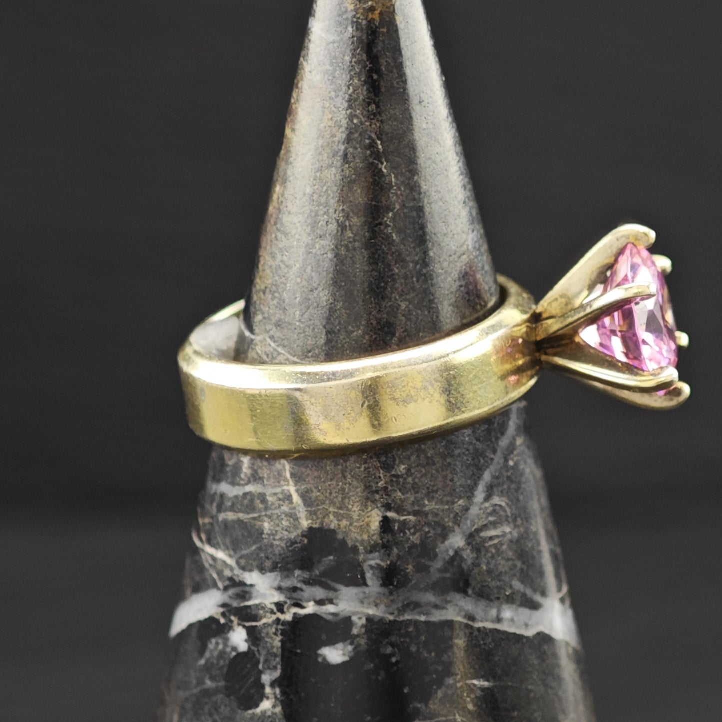 Pink CZ 14K Gold Plated Ring Sterling Silver Sz 5 R6162