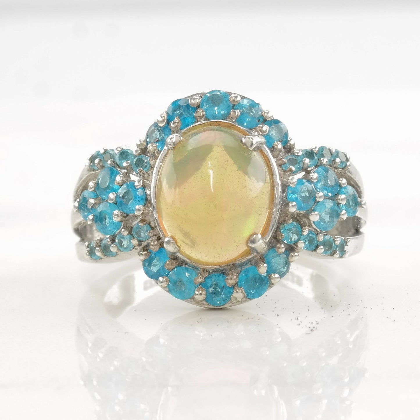 Vintage STS Silver Ring Opal, Apatite Sterling Size 9 1/4