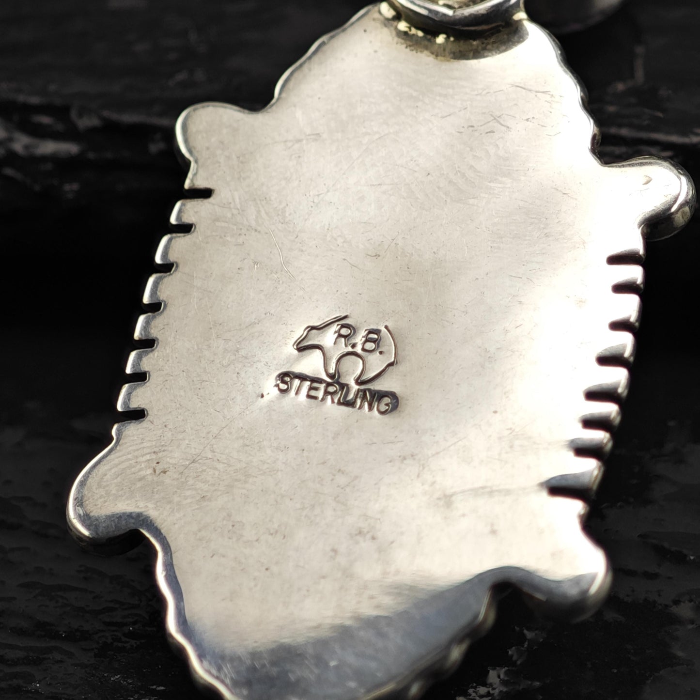 Vintage Running Bear Sugilite Lab Opal Pendant Sterling Silver P3056