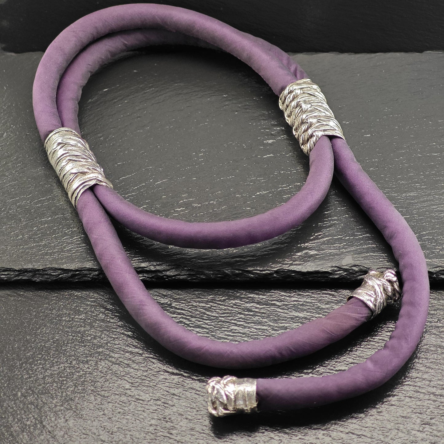 Vintage Mignon Faget Purple Triple Knot Lariat Necklace Sterling Silver