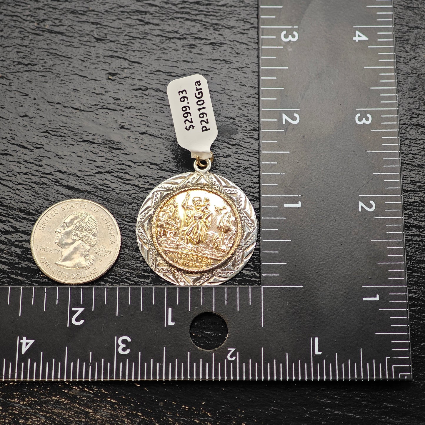 San Cristobal Protegenos Gold Filled Accent Pendant Sterling Silver P2910Gra