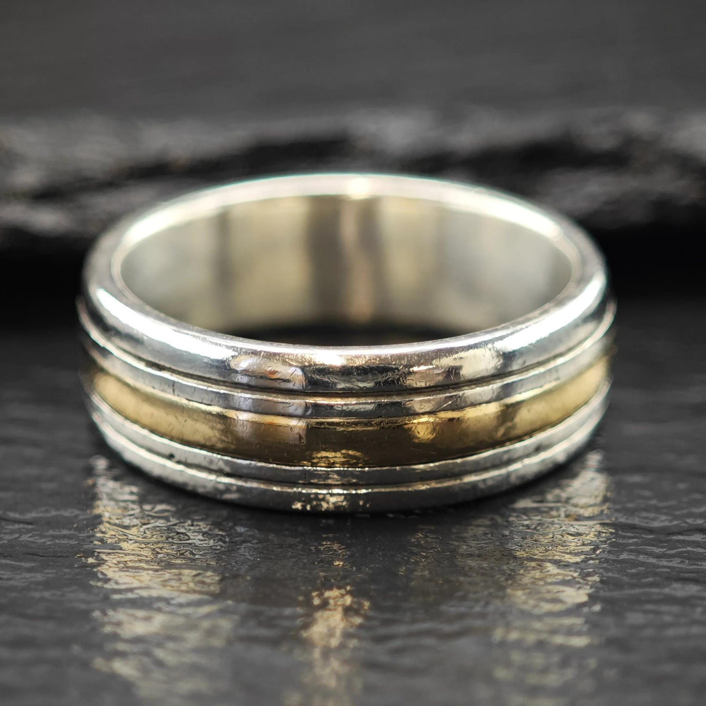 James Avery 14K Gold Accent Band Sterling Silver Sz 12