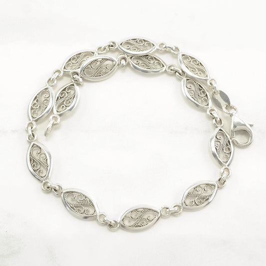 Milor Sterling Silver Link Bracelet Filigree Anklet