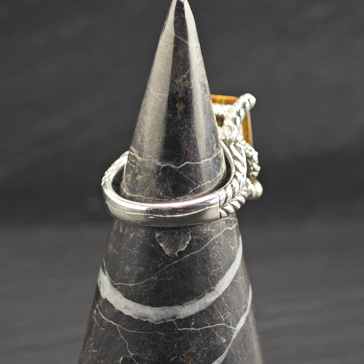 Judith Ripka Tiger's Eye, Citrine Sterling Silver Ring Sz 7 R6742