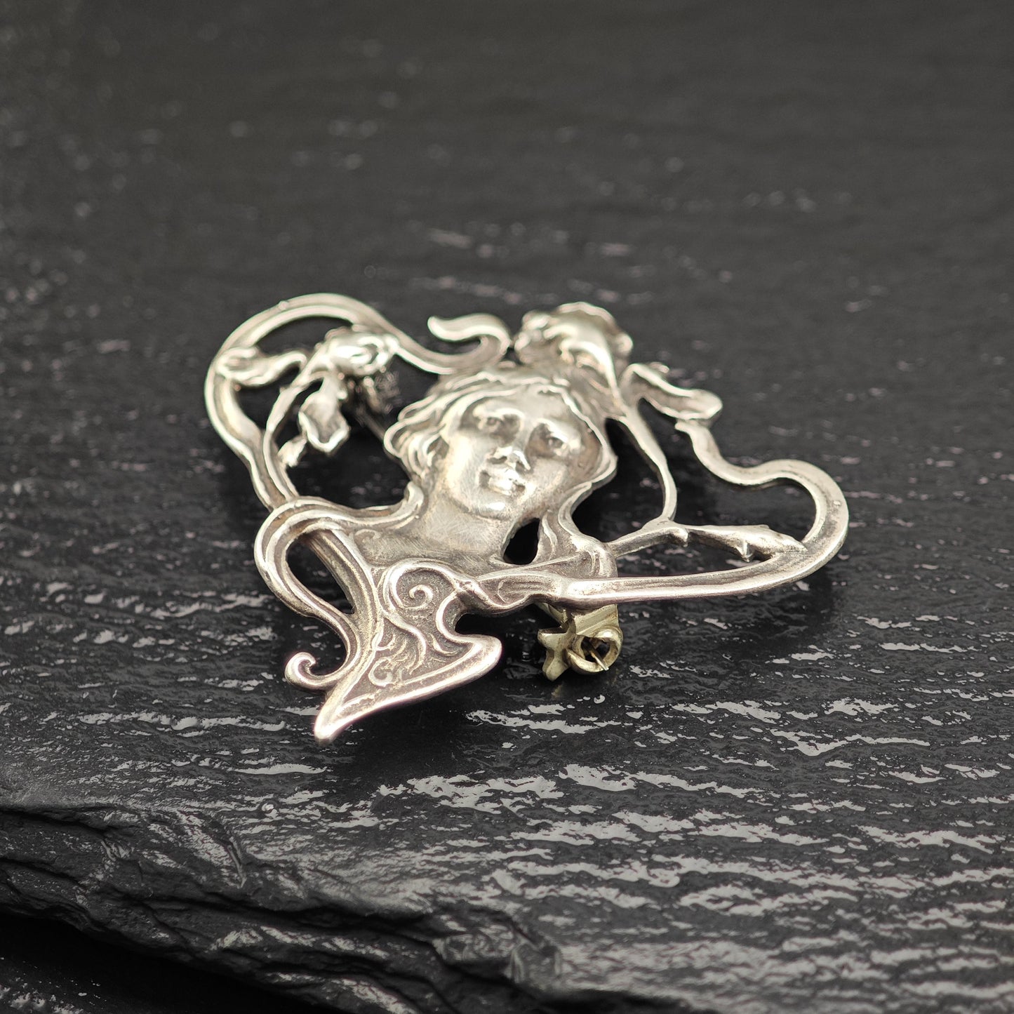 Vintage Art Nouveau Style Women Pendant/Brooch Sterling Silver