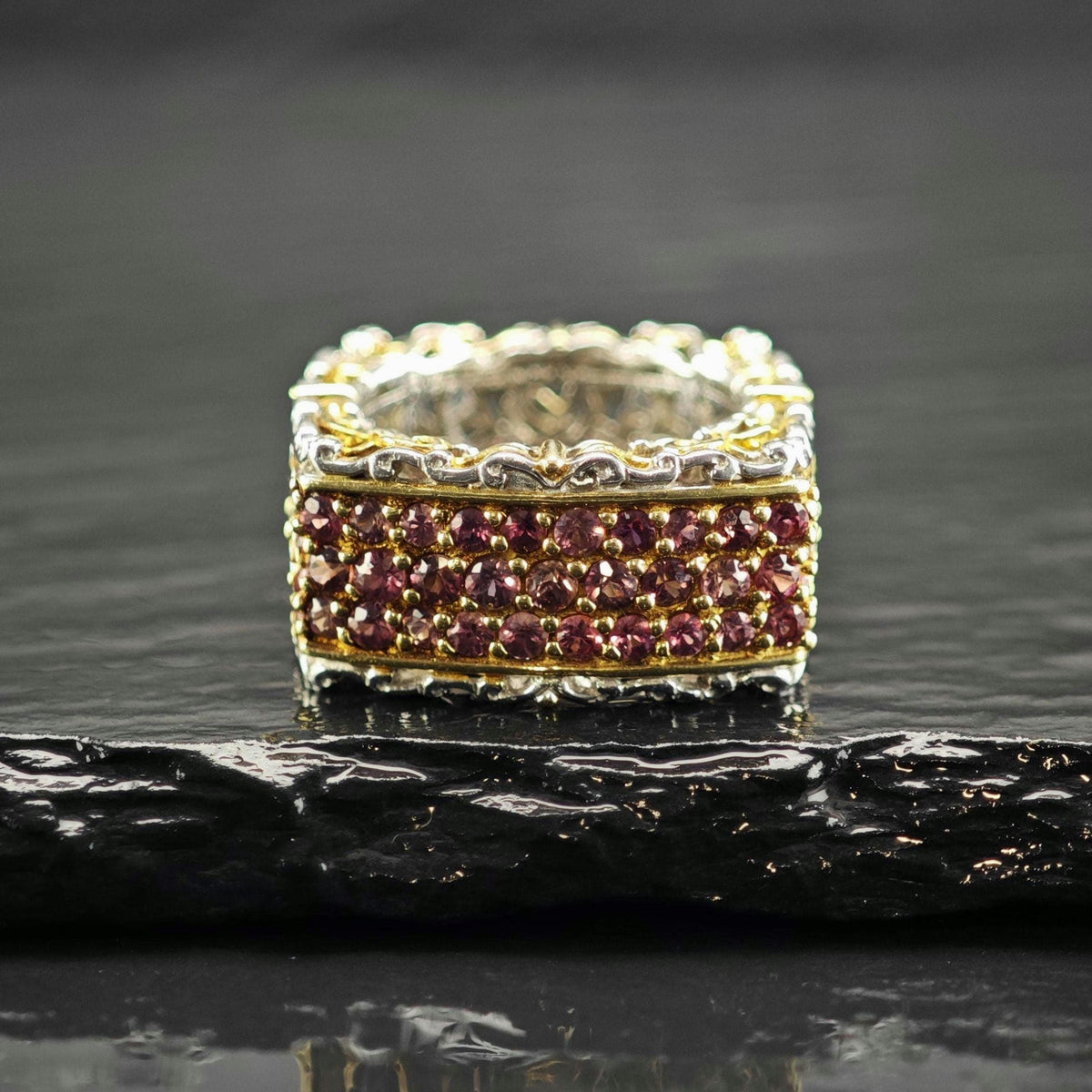 Pink Sapphire Pave Gold-plated Accent Sterling Silver Ring Sz 4 1/4 R6827