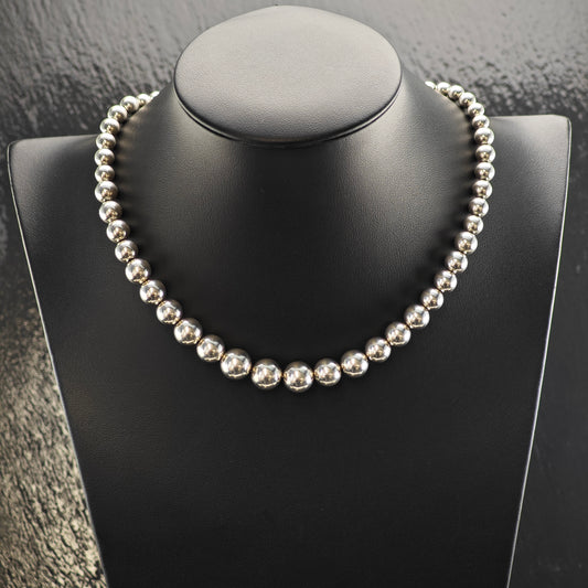 Vintage Tiffany & Co Hardwear, Beaded Necklace Sterling Silver N2488