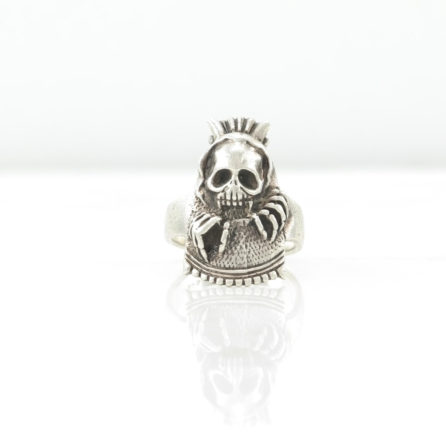 Vintage Biker Silver Ring Skull Skeleton Sterling Size 7 1/4