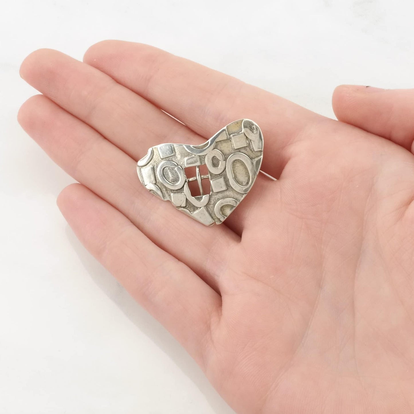 Vintage Roggio Sterling Silver Brooch Window Heart