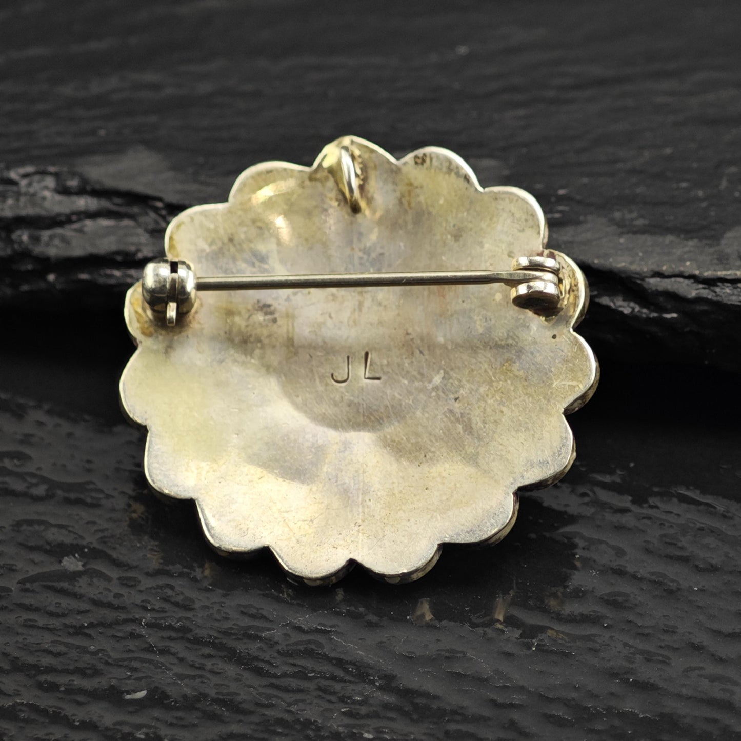 Zuni Multistone Inlay Surface Pendant Sterling Silver P3064