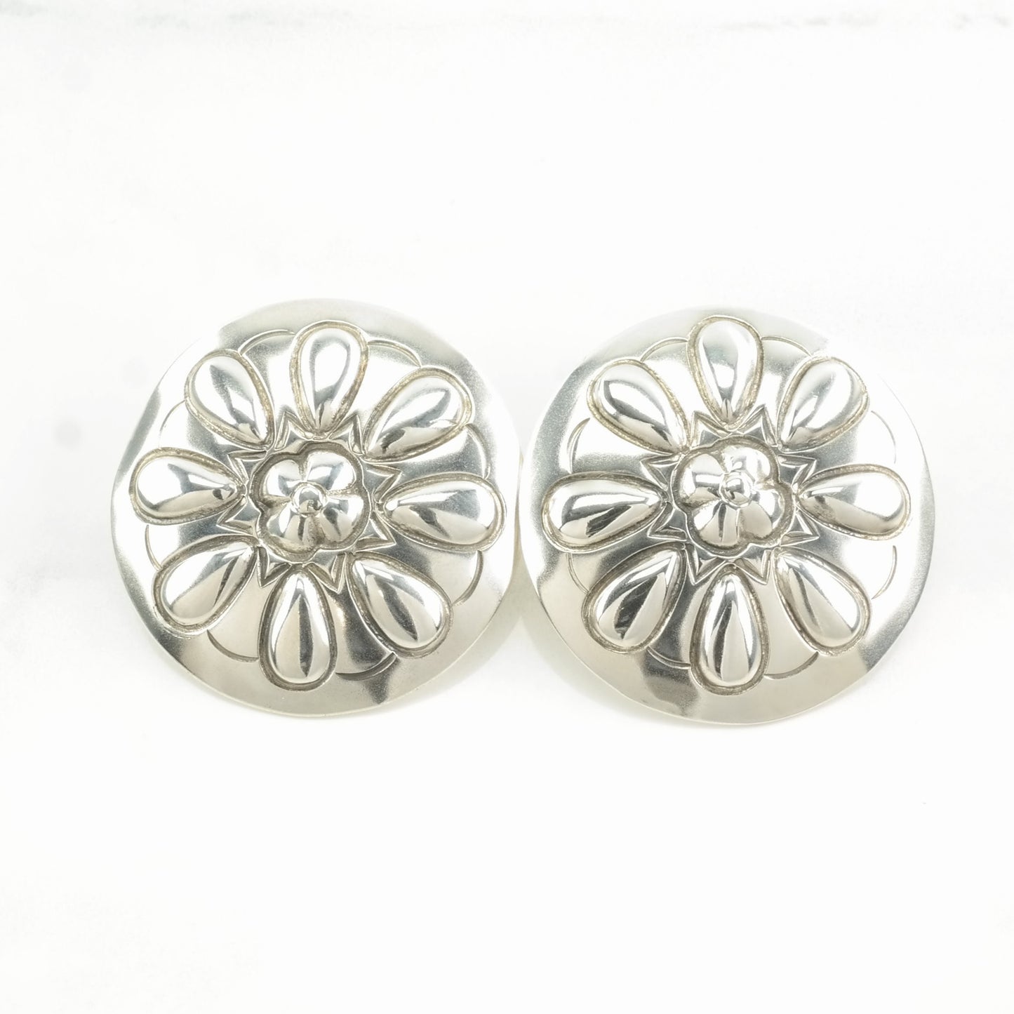 Vintage Sterling Silver Stud Earrings Southwest Dome Stamped, Shield