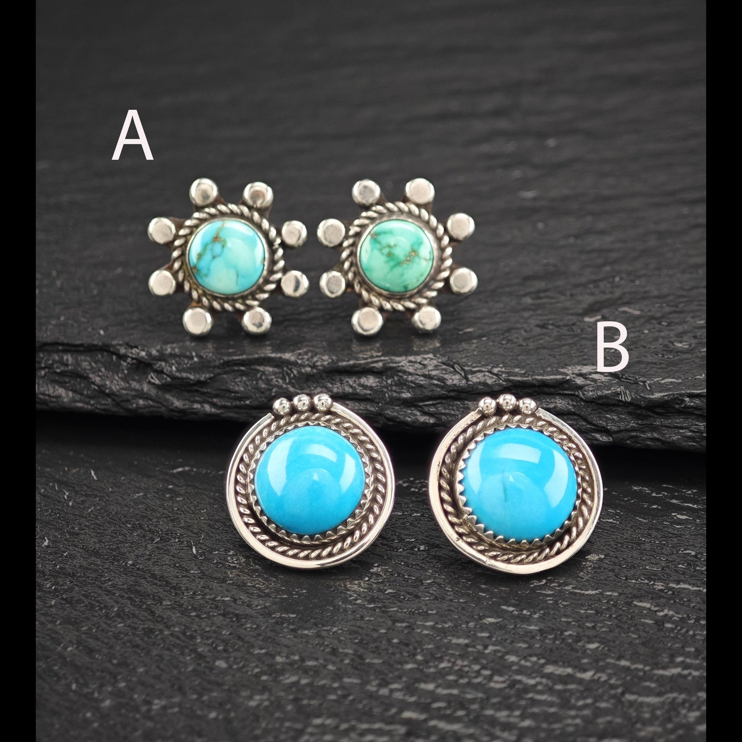 Choice of Native American Turquoise Stud Earrings Sterling Silver