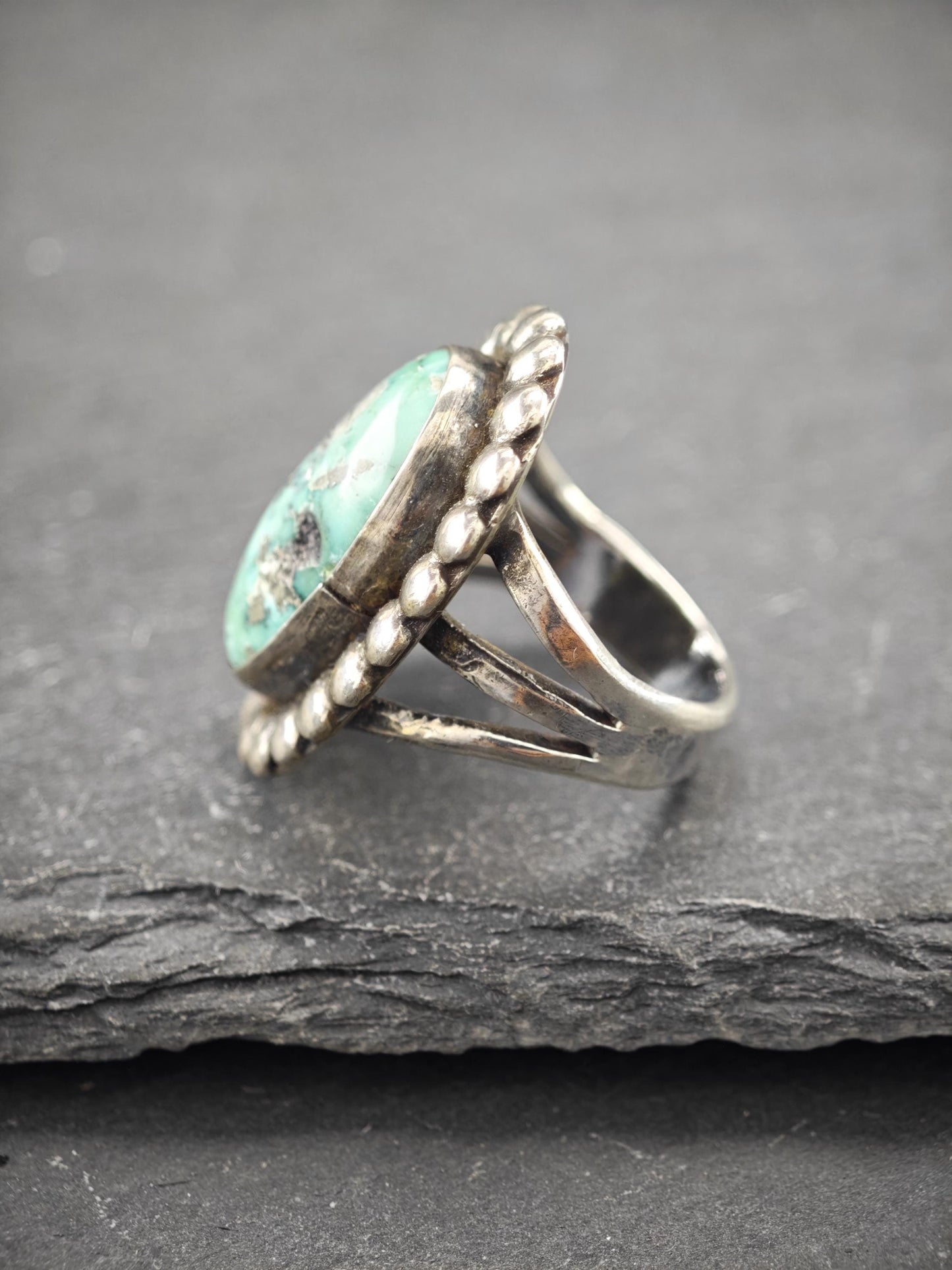 Vintage Southwest Ring Turquoise Sterling Silver Size 7 3/4