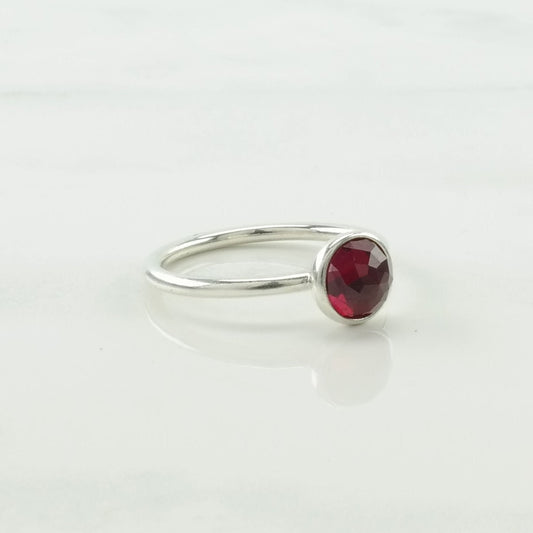 Pandora Silver Ring Created Ruby Solitaire Sterling Pink Size 5 1/4