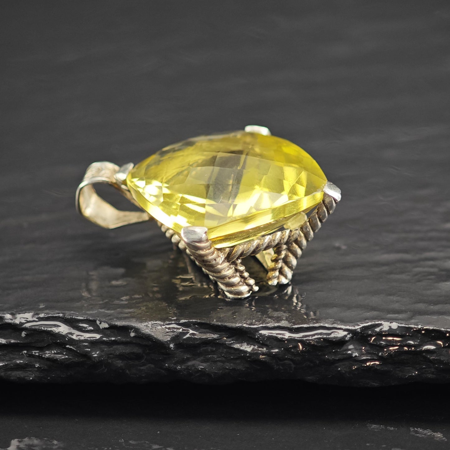 AS IS Yellow Quartz Sterling Silver Pendant P3053