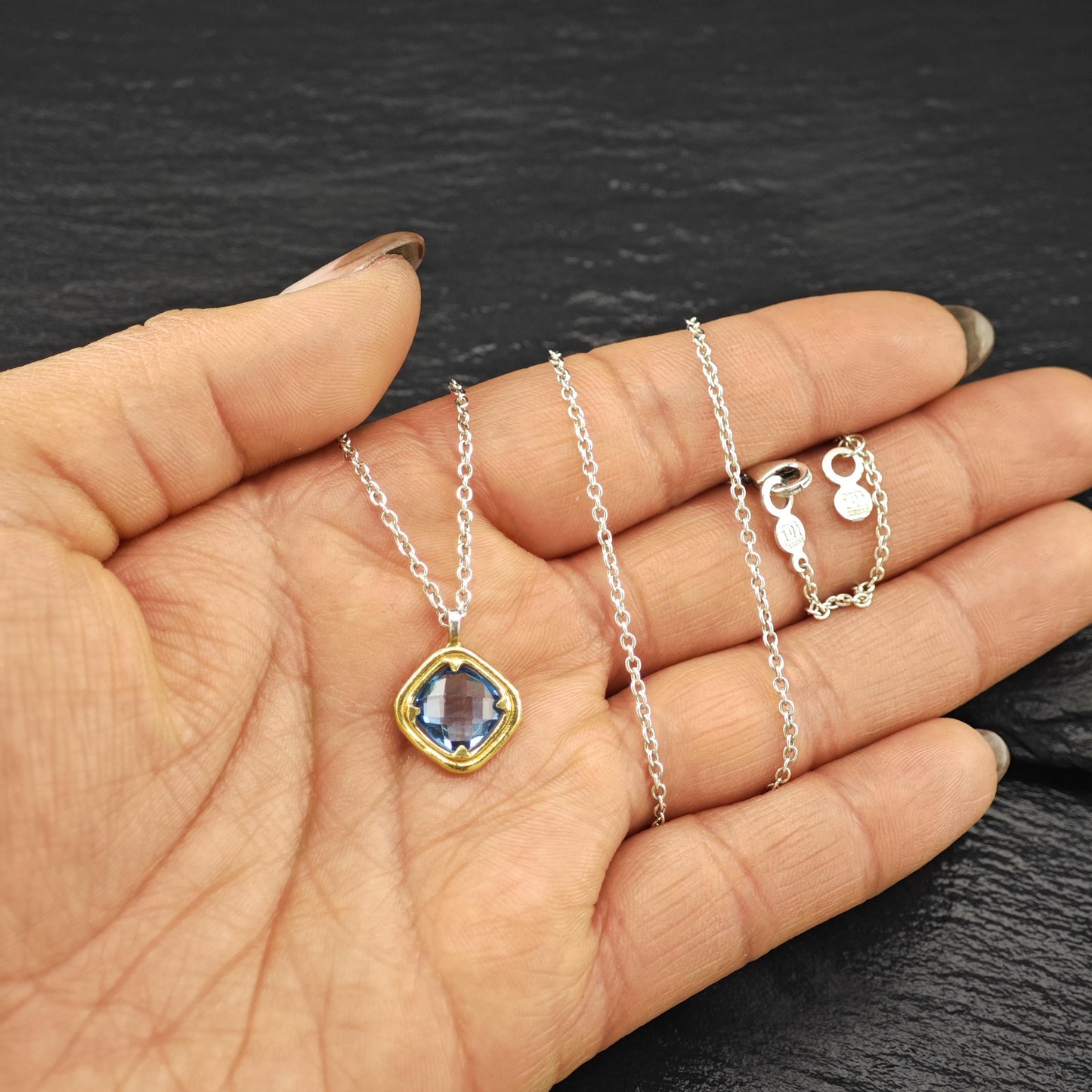 Gurhan Sterling Silver Blue, Gold Topaz Necklace