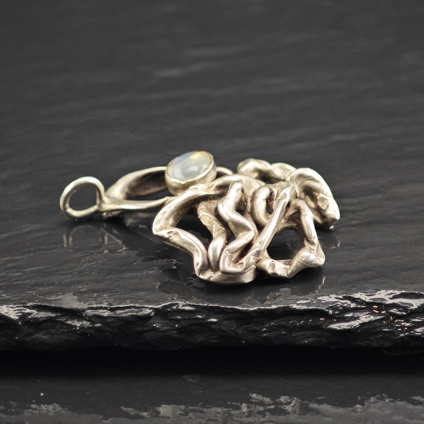 Brutalist Moonstone Pendant Sterling Silver P3062