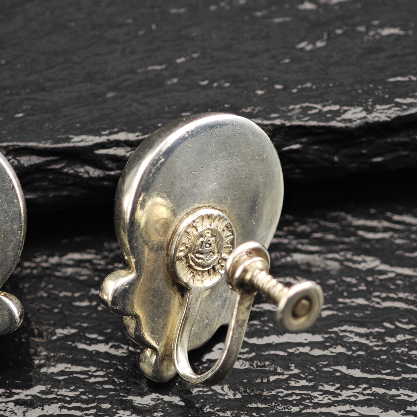 Margot De Taxco Modernist Sterling Silver Screw Back Earrings ER3112