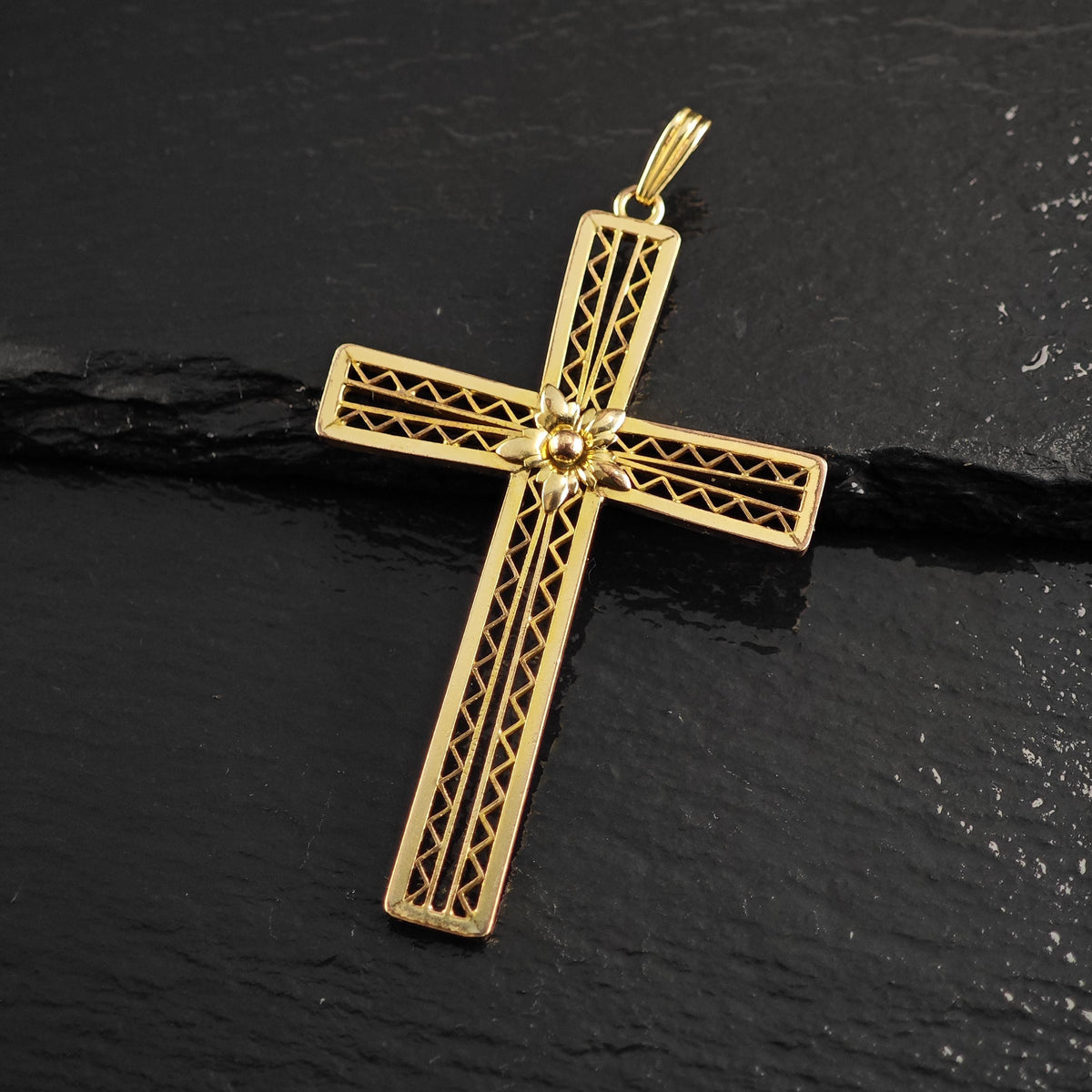 12K Gold-Filled Filigree Cross Pendant P3155
