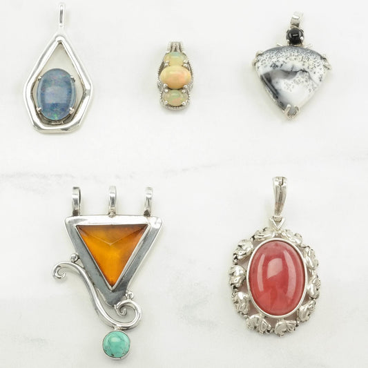 Vintage Choice Of Multi Gems Sterling Silver Pendant