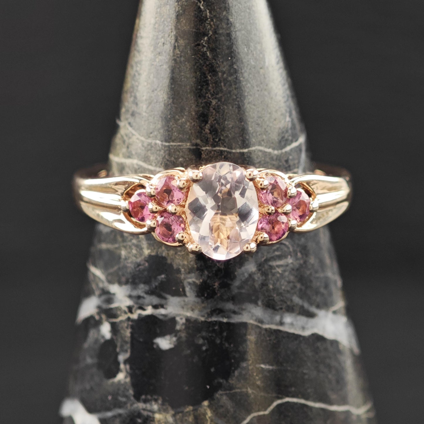 Natural Pink Garnet Rose Gold Plated Ring Sterling Silver Sz 6 R6172