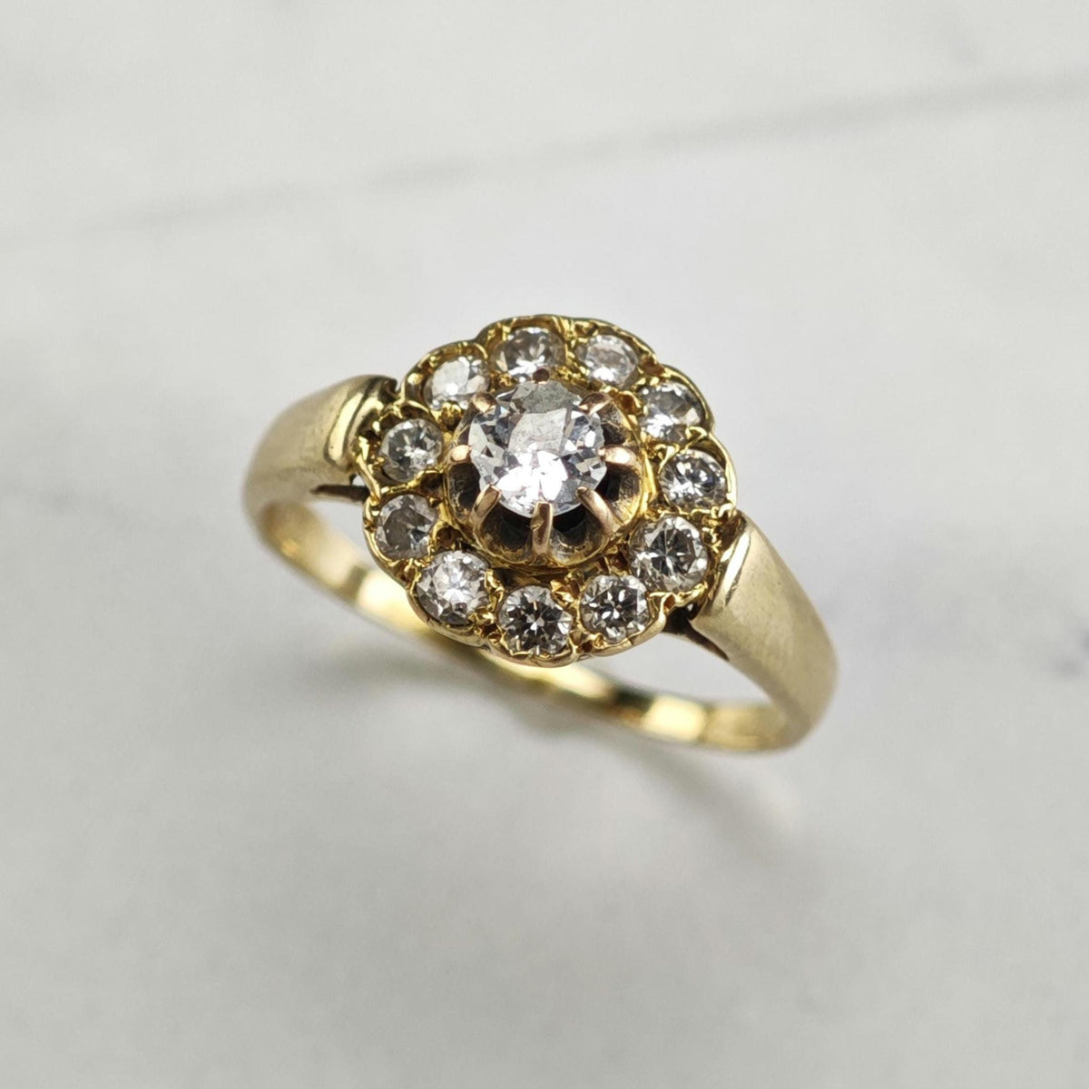 AS IS Diamond Halo 14K Gold Ring Sz 6 1/2 R6784