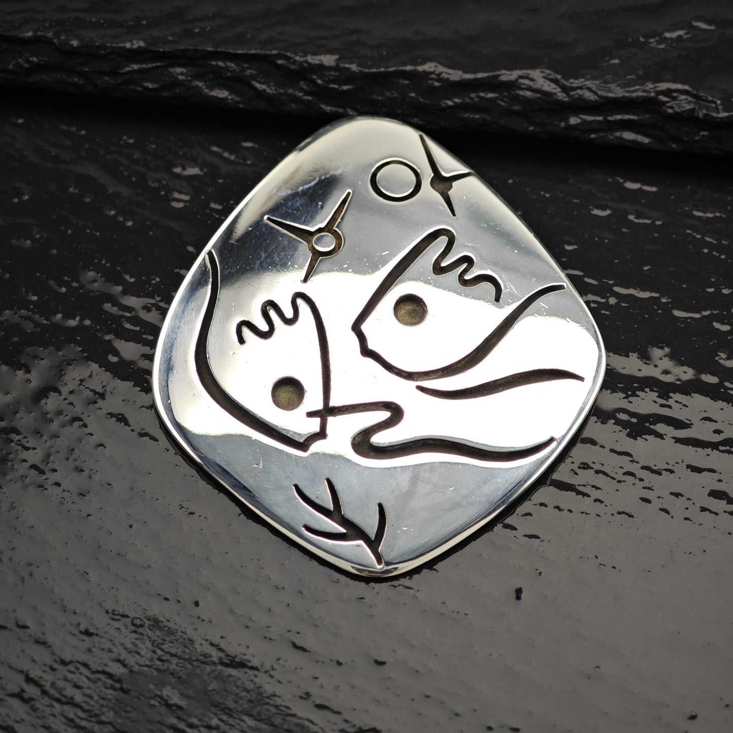Los Castillo Sterling Silver Abstract Fish Brooch