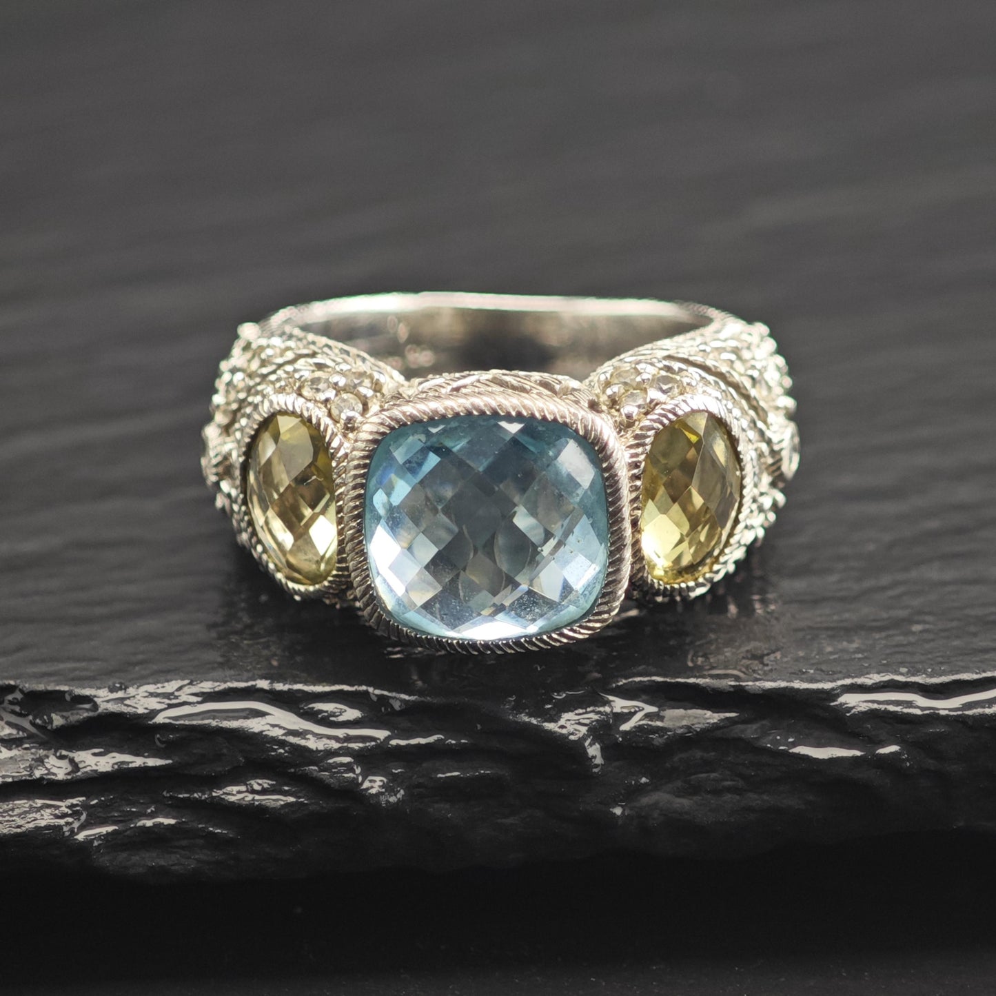 Judith Ripka Topaz Prasiolite Sterling Silver Ring Sz 6 R6681