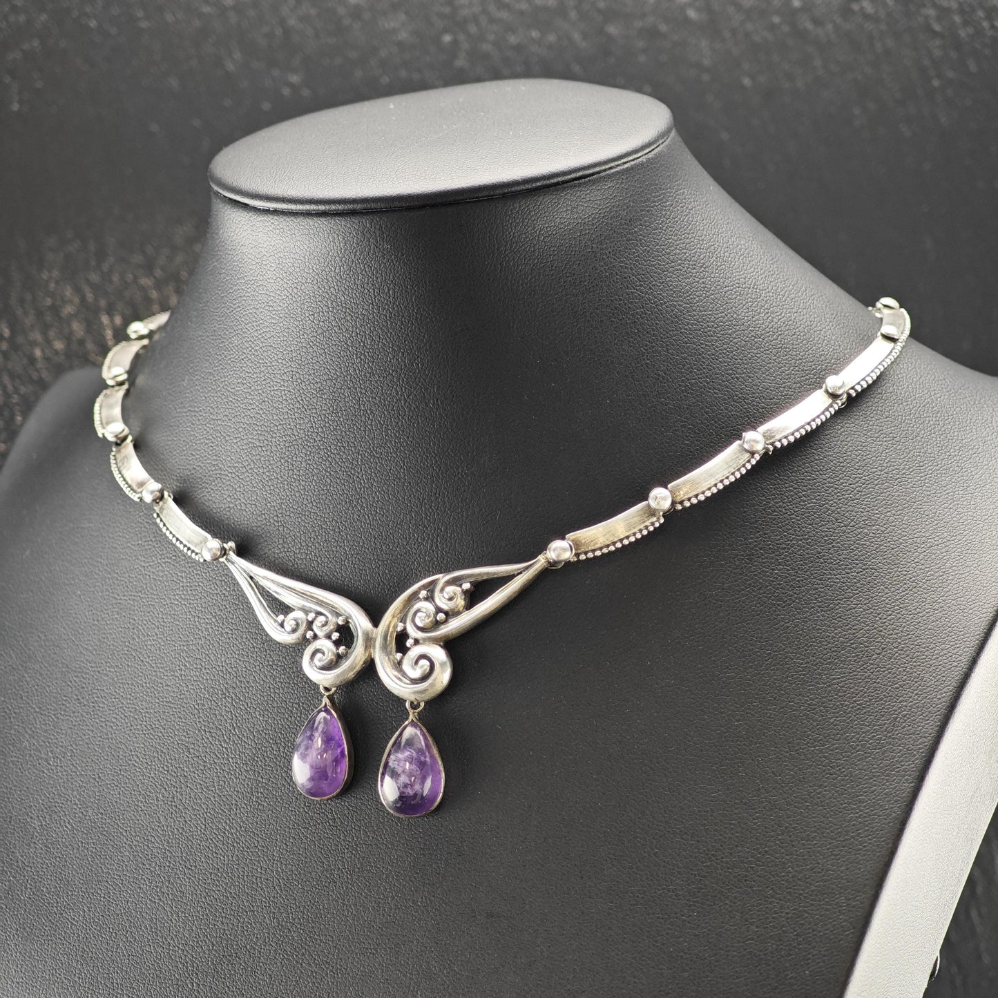 Margot De Taxco Sterling Silver Purple Amethyst Choker Necklace