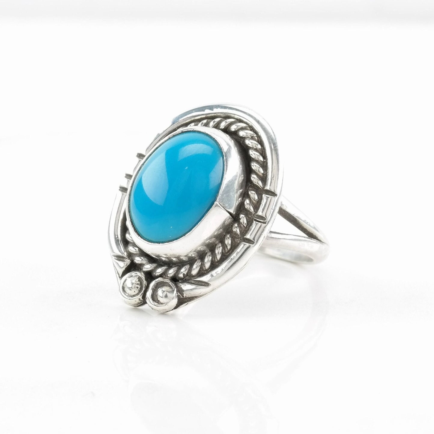 Native American Sterling Silver Ring Turquoise Blue Size 7 1/2