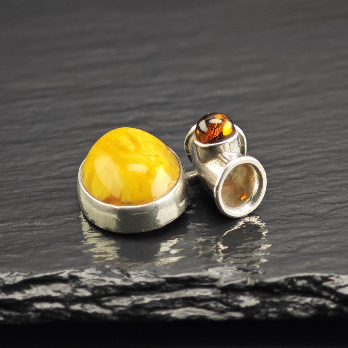 Butterscotch Amber Tube Bail Sterling Silver Pendant P3130
