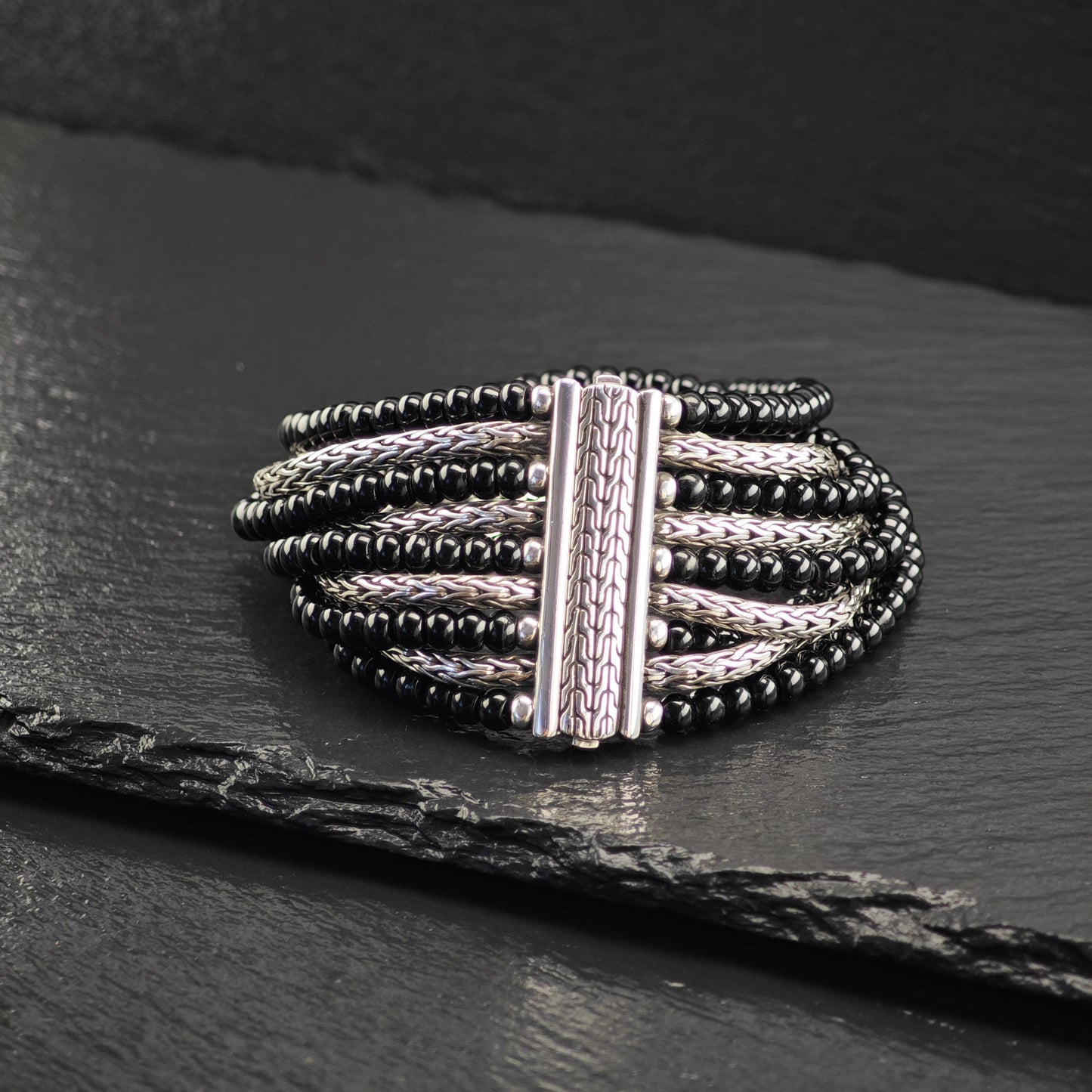 John Hardy Bracelet Black Onyx Multi-Strand Sterling Silver