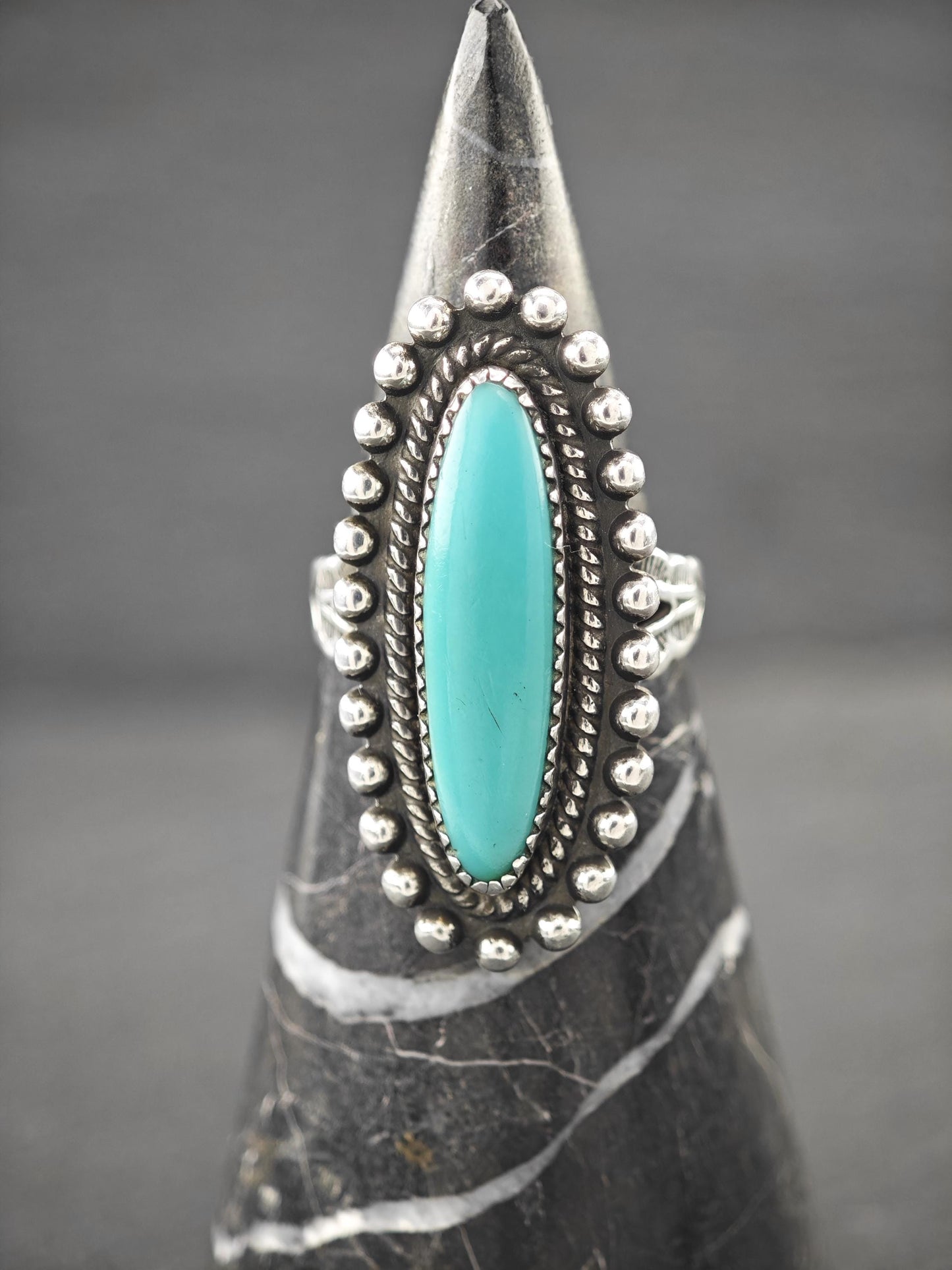 Fred Harvey Era, Block Turquoise Ring Sterling Silver