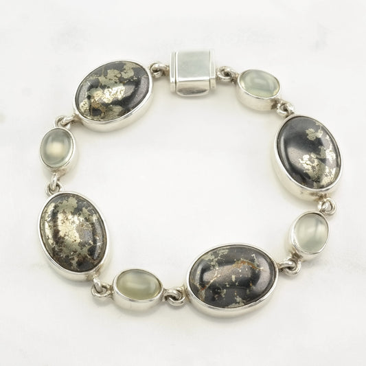 Designer Sterling Silver Link Bracelet Gemstone, Moonstone