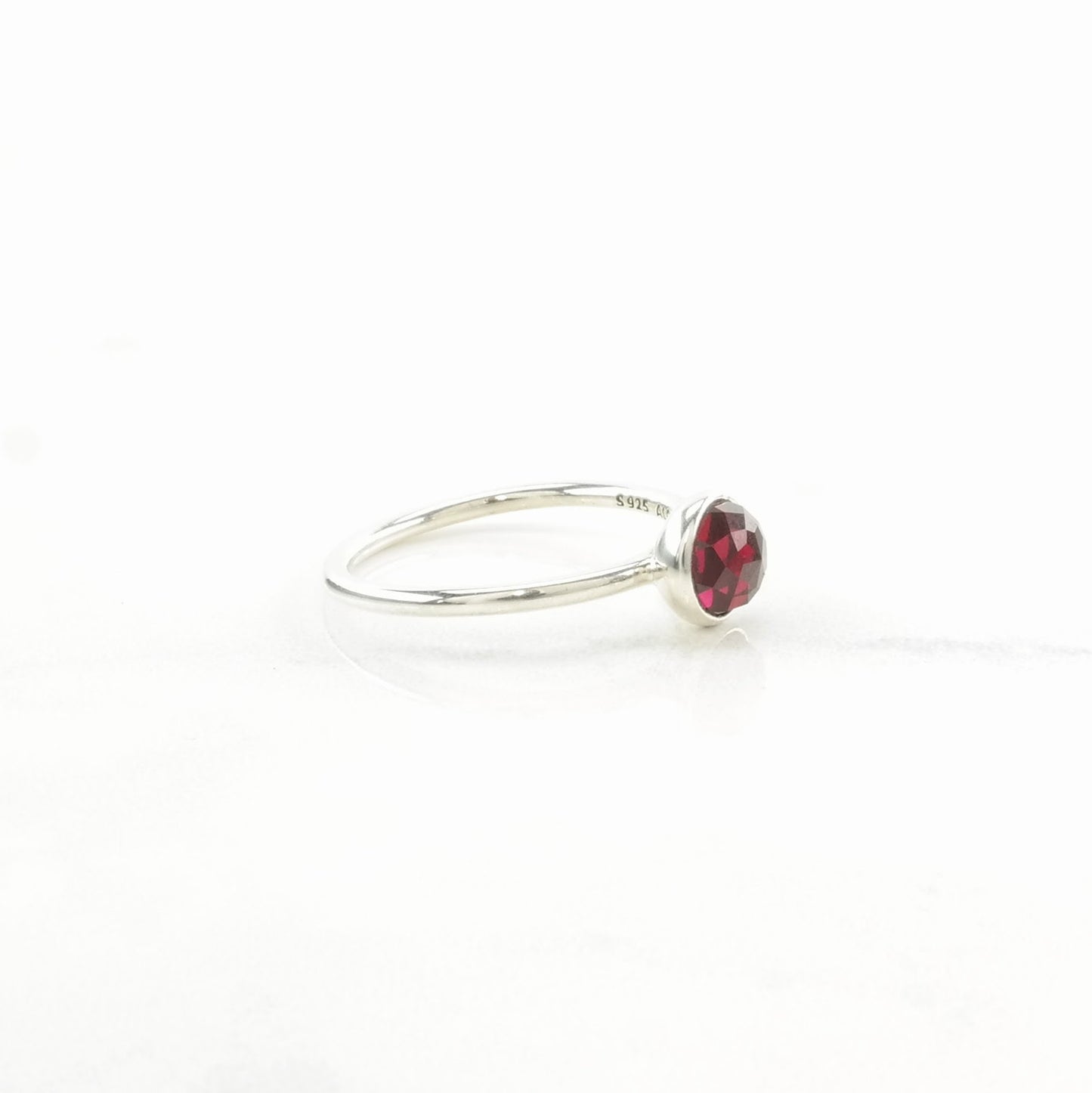 Pandora Silver Ring Created Ruby Sterling Pink Size 6 3/4