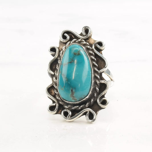 Southwest Silver Ring Turquoise Size 8 1/4