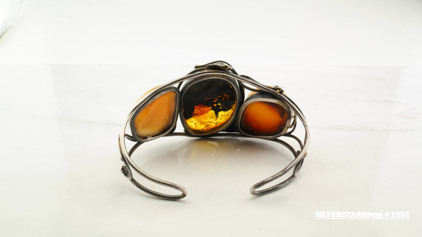 Baltic Amber Sterling Silver Cuff Bracelet