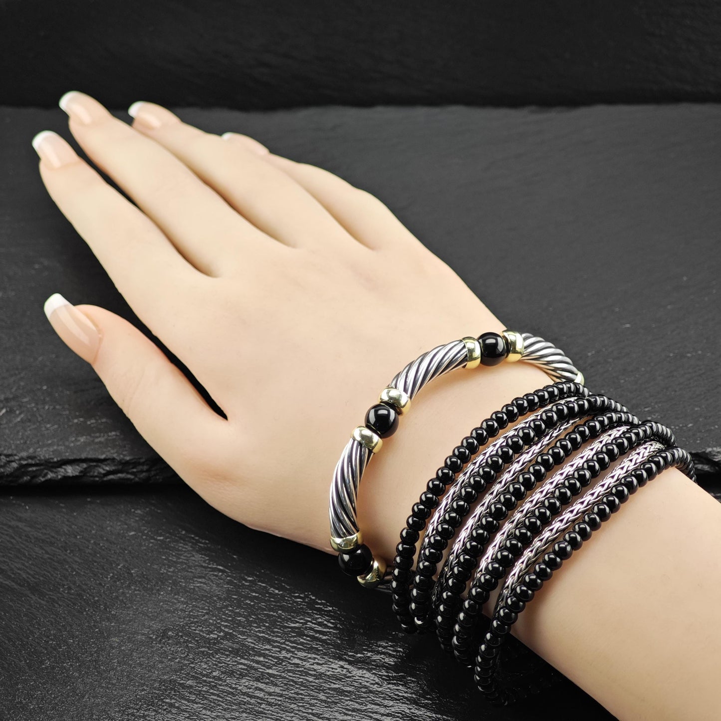John Hardy Bracelet Black Onyx Multi-Strand Sterling Silver