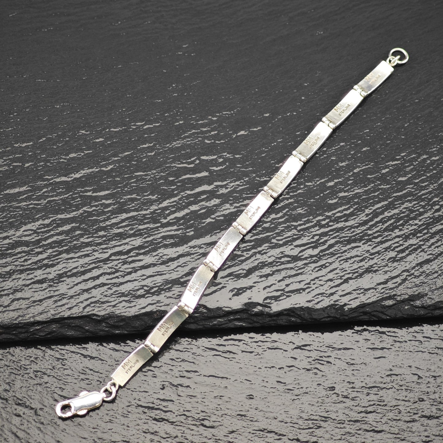 Spiderweb Turquoise Inlay Line Bracelet Sterling Silver Size 6 3/4"