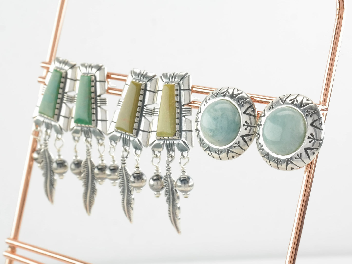 Choice of Carolyn Pollack Sterling Silver Turquoise, Larimar, Feather, Stamped Earrings Dangle, Stud