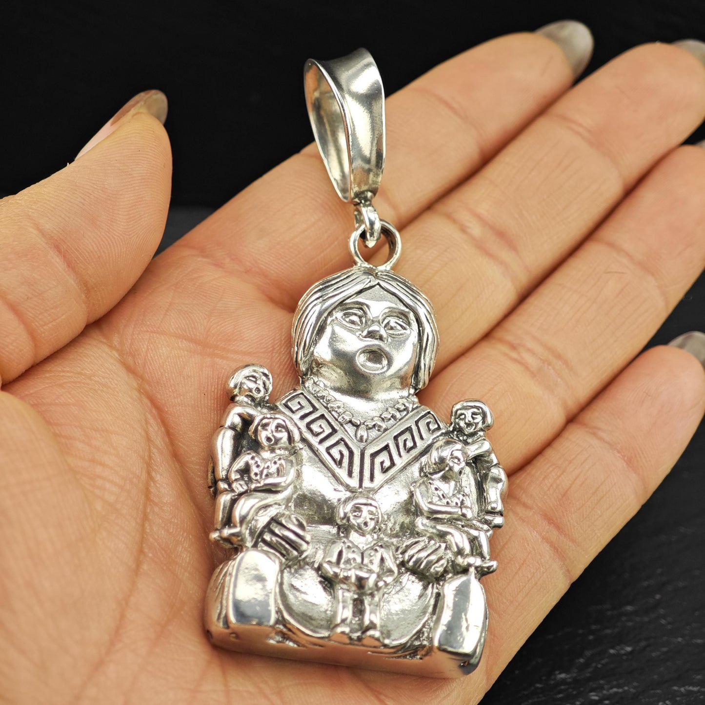 Native American Storyteller Fertility Pendant Sterling Silver P2828