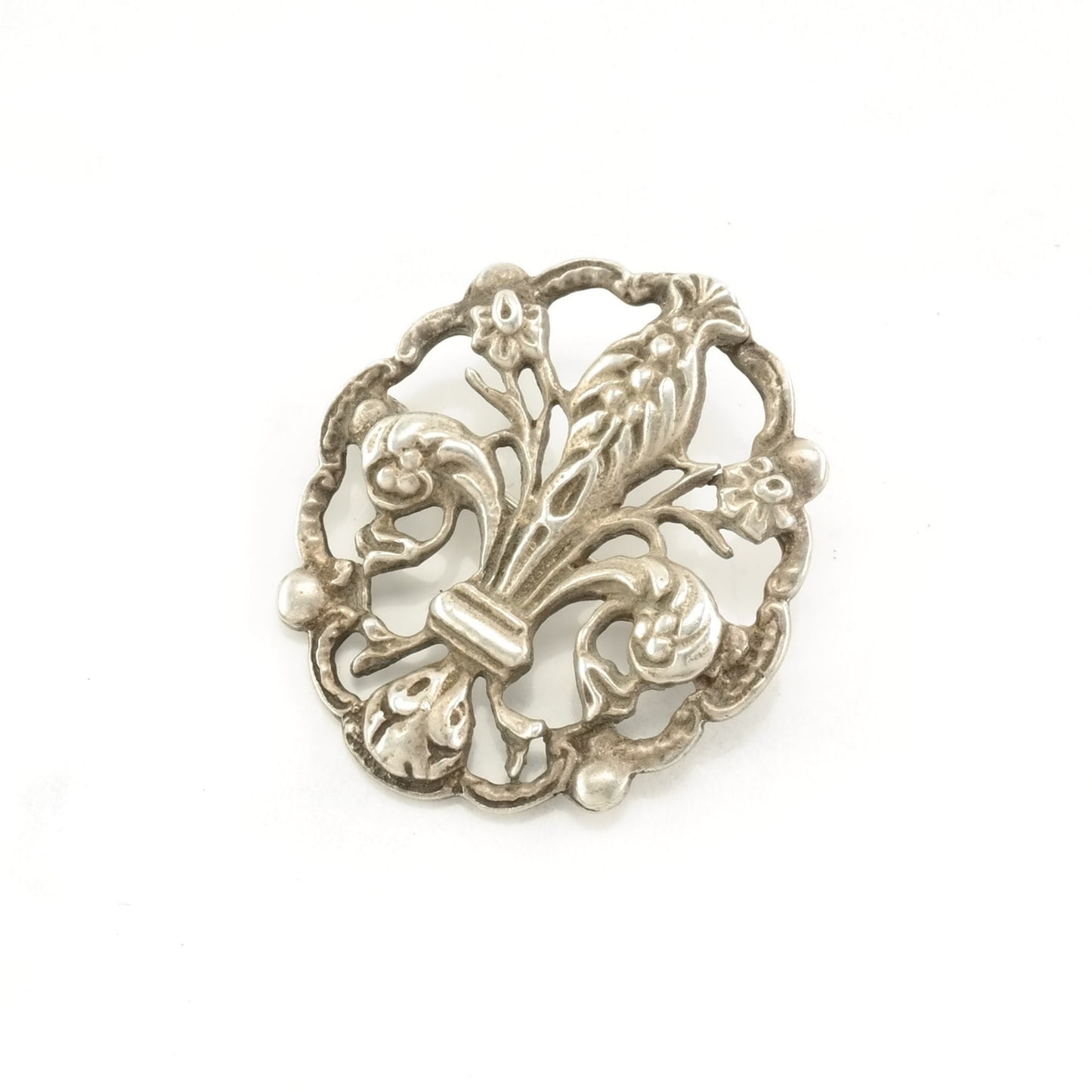 Vintage Cini Sterling Silver Brooch Fleaur De Lis