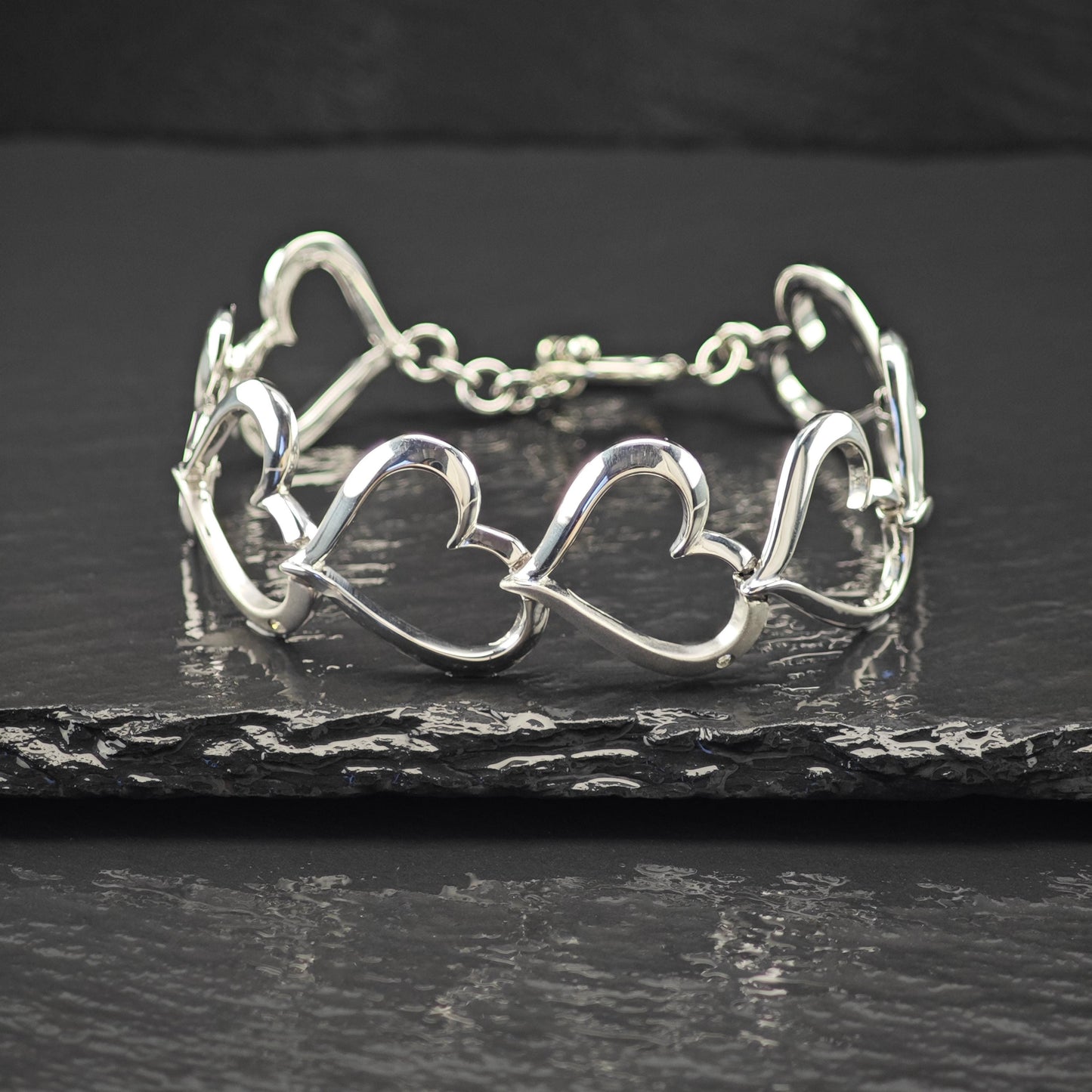 Heart Diamond Bracelet Sterling Silver Size 7 1/2" BR3006