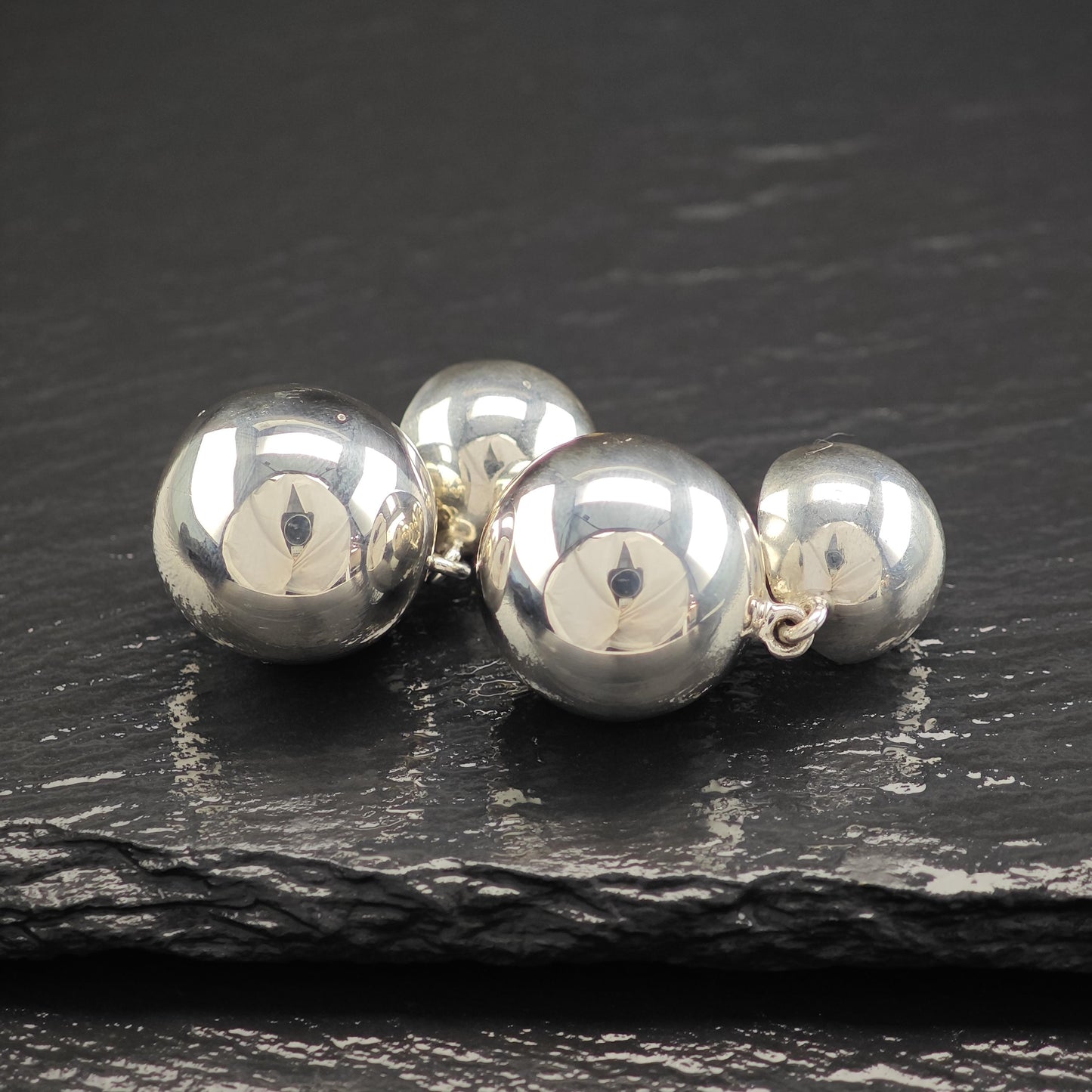 Vintage Beaded 14k Gold Posts Stud/Dangle Earrings Sterling Silver